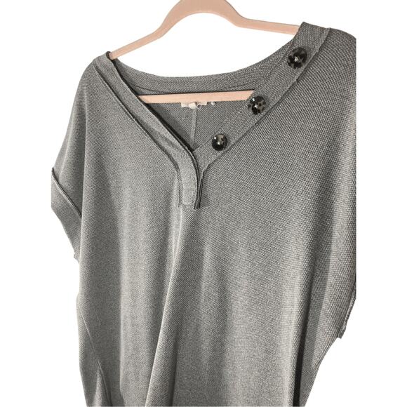 La Meil Large  Boho Lagenlook Women's Heathered Gray Statement Button Blouse - Picture 2 of 5